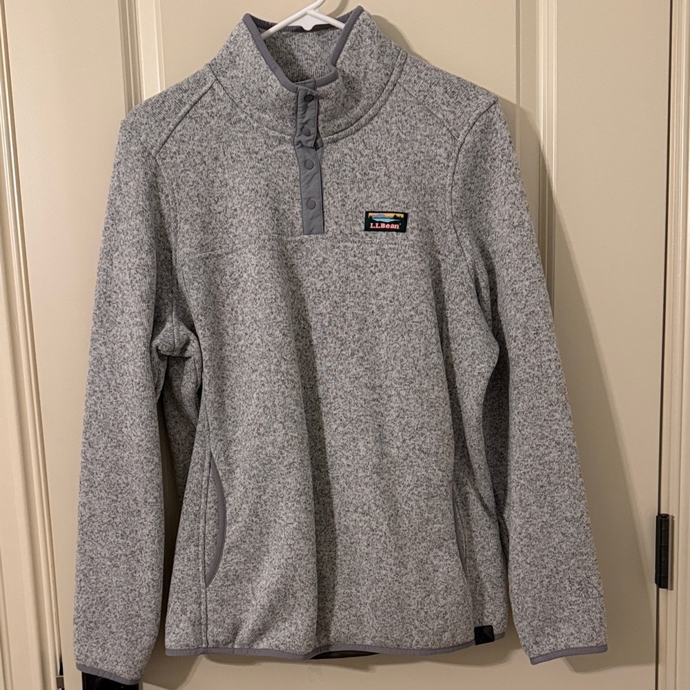 L.L. Bean Women's Heathered Gray  sweater fleece pullover  Lg